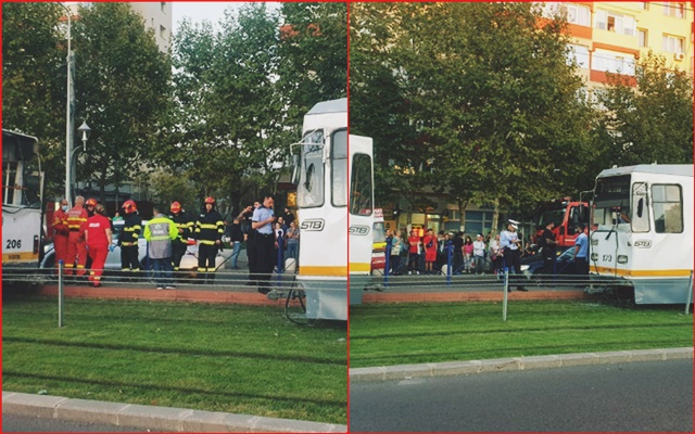 Două tramvaie s-au ciocnit violent in capitala! doua persoane au ajuns la spital!